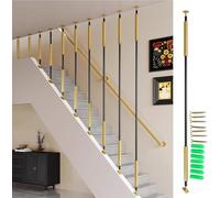 Industrial Staircase Baluster with Metal Base Non-Slip Safety Guardrail & Grab Bar for Home Corridor Villa - 25cm (9.8in) Straight Railing - 1 Pc