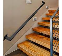 Industrial Staircase Handrail Wall Mount Stair Railings kit, Square Pipe Stair Grab Bar for Stairs Steps Loft Porch Metal Galvanized Steel Deck Hand Rail Black(11ft/330cm)