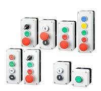Industrial Start Stop Push Button Control Box, Circular Emergency Stop Switch Station, Plastic Housing, 10A, 1 Pc(Pink)