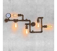 Industrial Steampunk Wall Sconce, Rust Finish Water Pipe Style Wall Light - Retro 5 Lights Antique Metal Fixture, Wall Mount Lamp