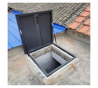 Industrial Steel Roof Hatch with 90 Degree Lid and Automatic Lock, Weatherproof Secure Access for Emergency Exits and Ceiling Vents