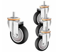 Industrial Stem Casters wheels 3inch Furniture,M10/12 Threaded Swivel,Trolley Replacement Castor with Brake,Pack of 4 Rubber Locking Load Capacity 250kg (Color:Swivel,Size:M10*30mm