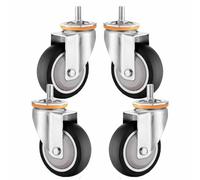 Industrial Stem Casters wheels 4/5inch Heavy Duty Swivel with M12 Threaded,Dual Locking Rubber,Set of 4,Anti-wear No Noise Bearing Furniture Capacity 750/830Lbs (Color:Swivel,S