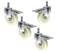 Industrial Stem Casters wheels Pack of 4 Swivel Nylon Trolley M12*30/60mm Threaded with Brake 360 Degree Rotating 3/4/5 inch (Color:M12*30,Size:75mm)