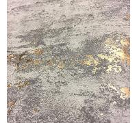 Industrial Stone Concrete Brick Wallpaper Paste The Wall Grey Metallic Copper from YöL