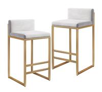 Industrial Stool, Portable Upholstered Counter Bar Chairs with Backrest and Footrest, Lightweight Height Dining Stools (White,65cm(25.6''))