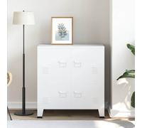 vidaXL Industrial Storage Chest White 75x40x80 cm Steel Sideboard Cabinet