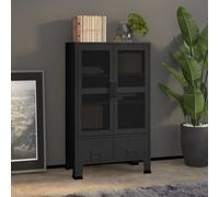 vidaXL Industrial Storage Chest Black Metal Sideboard Cabinet Storage Trunk