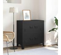 Industrial Storage Chest Black 75x40x80cm Steel 4-Door Locker Cabinet withVents