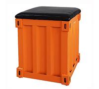 Industrial Storage Cube Cast Iron Foot Rest with Leather Seat Small Chest for Home Office Modern Decor & Stylish Storage Solution