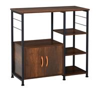 Industrial Storage Shelf Kitchen Cupboard Sideboard Metal Frame End Desk with Cabinet & Rack for Dining Room