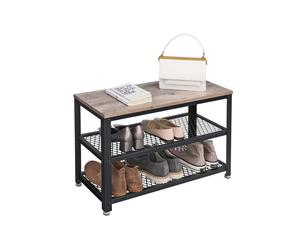Industrial Storage Shoe Bench, Greige + Black