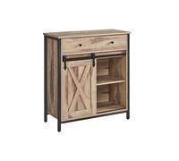Industrial Storage Sideboard with Sliding Barn Door, Toasted Oak + Black