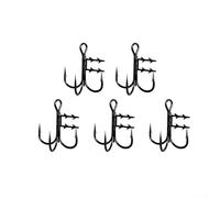Industrial Strength Treble Fishing Hook Kit 5 Pieces with Secure Bait Fixation System and Metal Composition (6#)