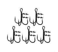 Industrial Strength Treble Fishing Hook Kit 5 Pieces with Secure Bait Fixation System and Metal Composition (1#)
