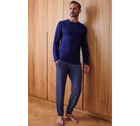 "Industrial" Stripe Bamboo Pyjama Set British Boxers Dark Blue M