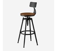 Industrial Style Adjustable Metal Bar Stools with Backrest Round Wooden Seat 60cm High Kitchen Stools for Dining Brown Color Swivel Design for Comfort