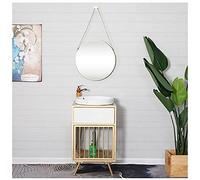 Industrial Style Bathroom Vanity Unit with Basin, Modern Free Standing Storage Cabinet with Faucet, Gold Iron Frame, Includes Mirror - 60x50x100cm