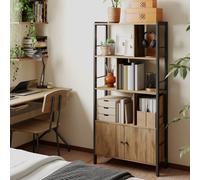 Industrial-Style Bookshelf with Adjustable Shelves