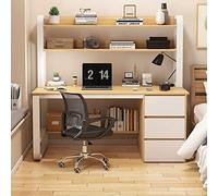 Industrial Style Computer Desk with Shelves and 3 Drawers Home Office Workstation (39" Oak) - Modern Desk for Productivity and Organization