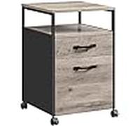 Industrial Style File Cabinet, Greige+Black