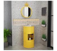 Industrial Style Freestanding Bathroom Pedestal Sink 41x41x83cm Iron Art Vanity Cabinet with Storage Floor Standing Basin for Modern Bathrooms