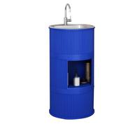 Industrial-Style Freestanding Sink with Faucet One-Piece Outdoor Bathroom Washbasin for Schools Blue (A-83x41cm) - Modern Design Perfect for Outdoor Use