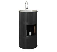 Industrial-Style Freestanding Sink with Faucet Single-Piece Outdoor Bathroom Washbasin Black (A-83X41cm) - Perfect for Schools and Modern Spaces