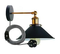 LEDSone Wall Lamp 1 Bulb E27 Vintage Wall Light in Industrial Design Retro Lamp Metal Black Lampshade Indoor Loft Wall Lamps [Energy Class A+++]