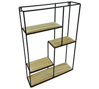 INDUSTRIAL STYLE METAL AND WOOD WALL SHELF, RACK STORAGE UNIT, RETRO LOFT DISPLAY