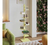 Industrial Style Metal Bookshelf, 9-Tier Rotating Book Tower, Vertical Stand Rack for Living Room, Bedroom, Office - Modern Green Decor Storage Solution