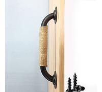 Industrial Style Metal Pipe Door Handle | Retro Wooden Grab Bar for Garage Shed | Push Pull Design with Mounted Screws | Versatile for Various Door Types