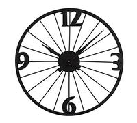 Industrial Style Metal Wall Clock, Wheel Decoration, Battery Operated, Retro Art Hanging Clock, For Indoor Outdoor Patio, Outdoor Clock