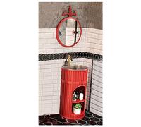 Industrial Style Removable Free Stand Iron Art Vanity Set - Bathroom Basin Vanity Unit Furniture, Free Standing Bathroom Cabinet Under Sink Bathroom Cabinet
