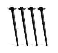 Industrial Style Table Legs, Set of 4, Adjustable 60 cm, Cone Shaped for Dining Tables, Coffee Tables, Benches, Chairs & Dressers, with Black Protective Feet