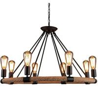 Industrial Style Wrought Iron Chandelier Hemp Rope Winding Indoor Chandelier Iron Material,Light fixtures