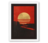Industrial Sunset Geometric Framed Wall Art Print A1 (84.1×59.4cm) White, Wall Decor for Living Room, Bedroom, Office & Home, Ready to Hang, Art Gift