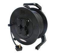 Industrial 'Supa-tuff’ 4 gang Extension Lead on ABS Reel. 13a Tough Rubber Cable (50m)