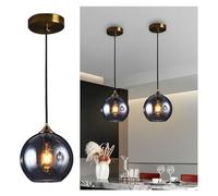 Industrial Suspension Glass Pendant Light Dome Fixture Smoke Gray Amber Farmhouse Island Hanging V-intage Chandeliers,Pendant Lighting Ceiling