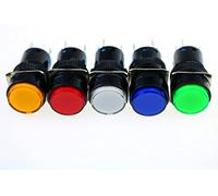 industrial switch 16mm DC 12V LED Push Button Switch Blue Green Red Yellow White lamp Fixed Pushbutton Switches Latching Push On Start (Color : Green)