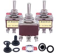 industrial switch 3pcs Univeral Heavy Duty 20A 125V DPDT 6 Terminal ON/Off/ON Rocker Toggle Switch Metal+3pcs Waterproof Cover