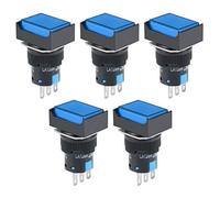 industrial switch 5pcs 16mm Latching Push Button Switch Blue Square Push Button SPDT 1 NO 1 NC
