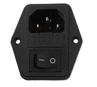 industrial switch AC 250V Control electrical 10A 1.6W IEC320 C14 Power Inlet Rocker Switch Black w Fuse Holder