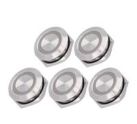 industrial switch Metal Push Button Switch, 5Pcs 19mm Momentary Push Button Switch, Waterproof Stainless Steel Metal Flat Top Auto Reset, Industrial Warning Lights (DC12~24V Green) (Size : DC3~6V Blu