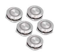 industrial switch Metal Push Button Switch, 5Pcs 19mm Momentary Push Button Switch, Waterproof Stainless Steel Metal Flat Top Auto Reset, Industrial Warning Lights (DC12~24V Green) (Size : DC12~24V Y