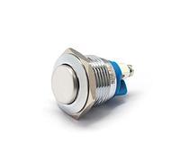 industrial switch Micro Switch 16mm 19mm Brass Nickel Plated Ball Domed Actuator Metal Push Button Switch 1NO Momentary 2 Screw pins 3A250VAC (Color : 16mm High Head)