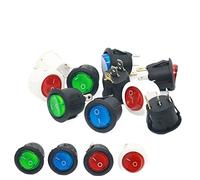 industrial switch Rocker Switch 10PCS ON/Off Round Rocker Switch LED Illuminated Mini Black White Red Blue 10A 250V / 6A 125V 3 Pin Boat Circular Switch 20MM (Color : Red Switch, Size : 10 pcs)