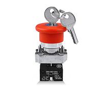 industrial switch XB2-BS142 XB2-BS442 XB2-BS542 1NC Key Emergency Stop Rotary Push Button Switch 2 Position Locking 22mm Mushroom Head Button (Color : XB2-BS142)