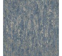 Industrial Textured Metallic Wallpaper Navy Blue Gold Stone Steel YöL