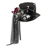 Industrial Top Hat With Decorative Gear Goggles Accents Unisex Costume Accessory For Halloween Festivals Theme Parties Unisex Steampunk Costume Hat